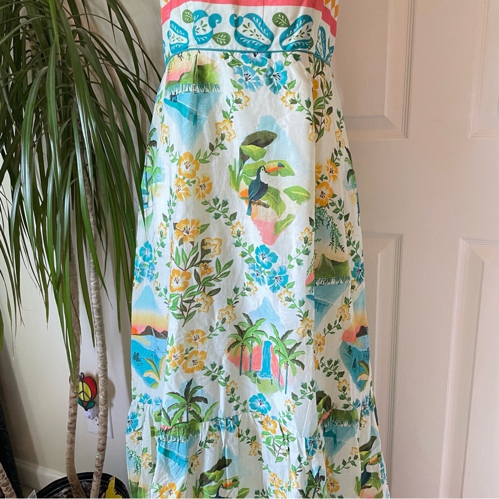 Farm Rio x Anthropologie Printed Maxi Dress XS NWT Blue Motif - Picture 11 of 16